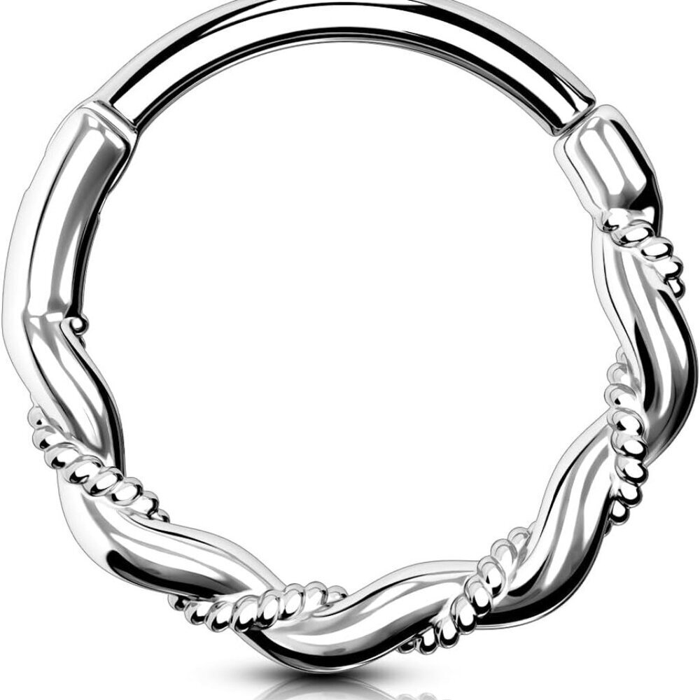 Silver 16G Daith Helix Rook Septum Hoop Earrings Stainless Steel Hinged Segment